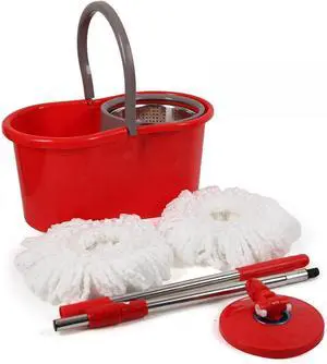 Spin Mop and Bucket with Wringer Set, 360° Spinning Mop and Bucket System with Double Cotton Tip Replacement Heads and Stainless Steel Adjustable Handle for Floor Cleaning (20QT) Spin Mop and Bucket with Wringer Set, 360° Spinning Mop and Bucket System with Double Cotton Tip Replacement Heads and Stainless Steel Adjustable Handle for Floor Cleaning (20QT)