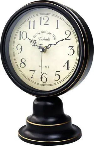 Mid Century Modern Desk Clock - Vintage Tabletop Metal Clock for Bedroom, Kitchen, Office, Living Room - Silent Decor - Battery Operated - Black Mid Century Modern Desk Clock - Vintage Tabletop Metal Clock for Bedroom, Kitchen, Office, Living Room - Silent Decor - Battery Operated - Black