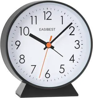No Ticking Silent Alarm Clock,Easy to Read and Use,Ascending Sound,1 AA Battery Operated,Snooze Light,Bedside Desk Clock,Black No Ticking Silent Alarm Clock,Easy to Read and Use,Ascending Sound,1 AA Battery Operated,Snooze Light,Bedside Desk Clock,Black
