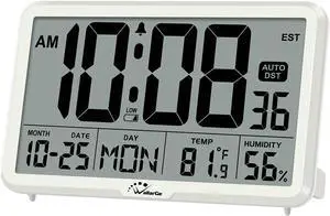 WallarGe Auto Set Digital Wall Clock Battery Operated, Auto DST WallarGe Auto Set Digital Wall Clock Battery Operated, Auto DST