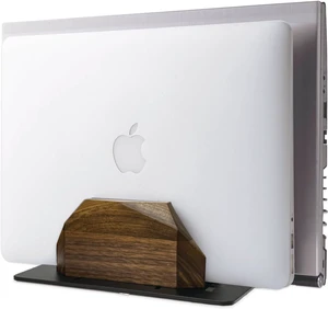 Walnut Vertical Laptop Stand, Dual Slot Wood Laptop Holder for Desk Walnut Vertical Laptop Stand, Dual Slot Wood Laptop Holder for Desk