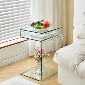 Glass Nightstand End Table, S-Shape Bedside Tables for Bedroom, Modern Small Clear Side Table for Living Room, Sofa Table (Clear S-Shape) Glass Nightstand End Table, S-Shape Bedside Tables for Bedroom, Modern Small Clear Side Table for Living Room, Sofa Table (Clear S-Shape)