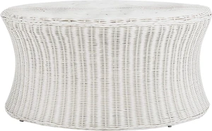 SAFAVIEH Home Collection Ruxton White Rattan Round Coffee Table Ottoman SAFAVIEH Home Collection Ruxton White Rattan Round Coffee Table Ottoman