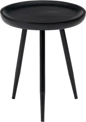 MH London Lydia Round Small End Table & Side Table Solid Wood, Black top with Black Metal Legs, Nightstand, 15.75"x15.75"x18" MH London Lydia Round Small End Table & Side Table Solid Wood, Black top with Black Metal Legs, Nightstand, 15.75"x15.75"x18"