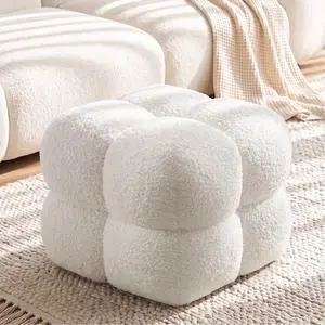 Zesthouse Square Pouf Ottoman Footstool, Modern Vanity Chair for Bedroom Zesthouse Square Pouf Ottoman Footstool, Modern Vanity Chair for Bedroom