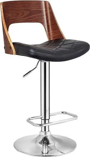 AC Pacific Adjustable Swivel Bar Stool with Hydraulic Lift, 24-32 Inch Counter Height Bar Stool Chair, Walnut Wood Back, Diamond Quilted Seat, Chrome Base, Kitchen Island Barstool AC Pacific Adjustable Swivel Bar Stool with Hydraulic Lift, 24-32 Inch Counter Height Bar Stool Chair, Walnut Wood Back, Diamond Quilted Seat, Chrome Base, Kitchen Island Barstool