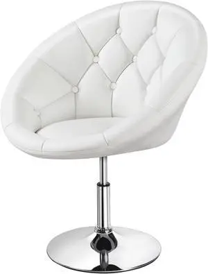 Topeakmart Adjustable Swivel Vanity Chair, Leather Vanity Chair, White Topeakmart Adjustable Swivel Vanity Chair, Leather Vanity Chair, White