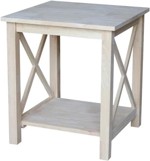 Hampton Solid Wood End Table, Unfinished Hampton Solid Wood End Table, Unfinished