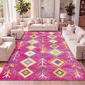 JONATHAN Y Tribal Love Geometric Pink/Multi Indoor Area Rug, 4x6, Bohemian, Casual, Easy-Cleaning for Living Room, Bedroom, Kitchen, Pet Friendly, Non-Shedding (MOH105B-4) JONATHAN Y Tribal Love Geometric Pink/Multi Indoor Area Rug, 4x6, Bohemian, Casual, Easy-Cleaning for Living Room, Bedroom, Kitchen, Pet Friendly, Non-Shedding (MOH105B-4)