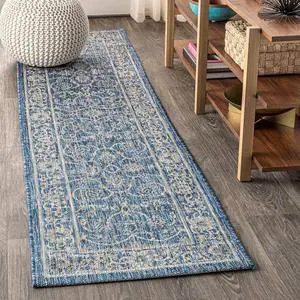 JONATHAN Y Vine & Border Indoor Outdoor Runner Rug 2X10 Navy/Gray, Palazzo Textured Weave for Backyard, Patio, Porch, Easy-Cleaning, High Traffic, Pet-Friendly, Non-Shedding (SMB103A-210) JONATHAN Y Vine & Border Indoor Outdoor Runner Rug 2X10 Navy/Gray, Palazzo Textured Weave for Backyard, Patio, Porch, Easy-Cleaning, High Traffic, Pet-Friendly, Non-Shedding (SMB103A-210)