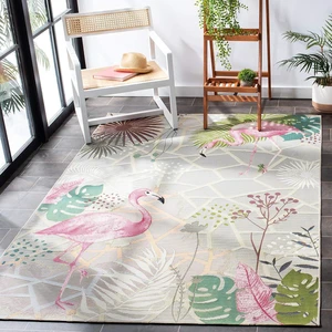 SAFAVIEH Washable Rug Outdoor Barbados Collection - 4' x 6', Grey & Pink, Non-Shedding & Easy to Clean, Ideal for Patio, Backyard, Mudroom (BAR551F) SAFAVIEH Washable Rug Outdoor Barbados Collection - 4' x 6', Grey & Pink, Non-Shedding & Easy to Clean, Ideal for Patio, Backyard, Mudroom (BAR551F)