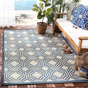 SAFAVIEH Washable Rug Outdoor Courtyard Collection - 2'7" x 5', Beige & Navy, Non-Shedding & Easy Cleaning, Ideal for Patio, Backyard, Mudroom (CY6112-258) SAFAVIEH Washable Rug Outdoor Courtyard Collection - 2'7" x 5', Beige & Navy, Non-Shedding & Easy Cleaning, Ideal for Patio, Backyard, Mudroom (CY6112-258)