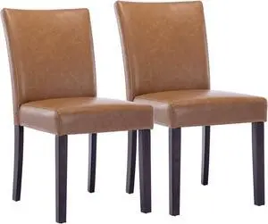 Watson & Whitely Modern Upholstered Dining Chairs, Faux Leather, Brown Watson & Whitely Modern Upholstered Dining Chairs, Faux Leather, Brown