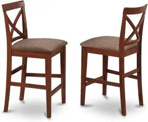 East West Furniture PBS-BRN-C Pub Counter Height Bar Stool - Linen Fabric Bar Height Dining Chairs, Set of 2, Brown East West Furniture PBS-BRN-C Pub Counter Height Bar Stool - Linen Fabric Bar Height Dining Chairs, Set of 2, Brown