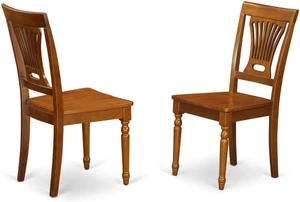 East West Furniture PVC-SBR-W Plainville Dining Chairs - Stylish Back Wood Seat Kitchen Chairs, Set of 2, Saddle Brown East West Furniture PVC-SBR-W Plainville Dining Chairs - Stylish Back Wood Seat Kitchen Chairs, Set of 2, Saddle Brown