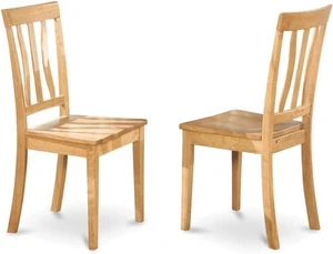 East West Furniture ANC-OAK-W Antique Dining Room Chairs - Slat Back Wooden Seat Chairs, Set of 2, Oak East West Furniture ANC-OAK-W Antique Dining Room Chairs - Slat Back Wooden Seat Chairs, Set of 2, Oak
