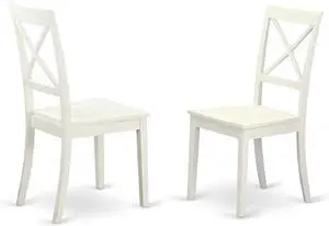 East West Furniture BOC-WHI-W Boston Dining Room Chairs - Cross Back Solid Wood Seat Chairs, Set of 2, Linen White East West Furniture BOC-WHI-W Boston Dining Room Chairs - Cross Back Solid Wood Seat Chairs, Set of 2, Linen White