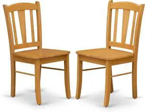 East West Furniture DLC-OAK-W Dublin Dining Chairs - Slat Back Wooden Seat Chairs, Set of 2, Oak East West Furniture DLC-OAK-W Dublin Dining Chairs - Slat Back Wooden Seat Chairs, Set of 2, Oak