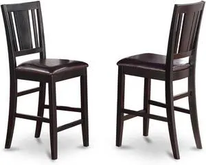 East West Furniture BUS-BLK-LC Buckland Counter Height Stools - Faux Leather Upholstered Wooden Chairs, Set of 2, Black East West Furniture BUS-BLK-LC Buckland Counter Height Stools - Faux Leather Upholstered Wooden Chairs, Set of 2, Black