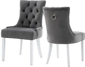 Velvet Dining Chairs Set of 2, Modern Upholstered Dining Room Chairs with Wooden Legs and Padded Seat, Contemporary Kitchen Chairs Parsons Chairs for Home Dining Room Living Room Bedroom, Gray Velvet Dining Chairs Set of 2, Modern Upholstered Dining Room Chairs with Wooden Legs and Padded Seat, Contemporary Kitchen Chairs Parsons Chairs for Home Dining Room Living Room Bedroom, Gray
