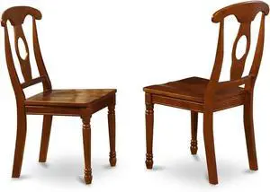 East West Furniture NAC-SBR-W Napoleon Kitchen Dining Chairs - Napoleon Back Solid Wood Seat Chairs, Set of 2, Saddle Brown East West Furniture NAC-SBR-W Napoleon Kitchen Dining Chairs - Napoleon Back Solid Wood Seat Chairs, Set of 2, Saddle Brown