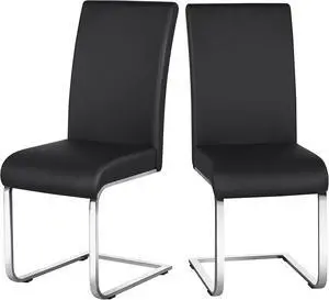 Yaheetech Faux Leather Dining Chairs High Back Black Chairs, 2Pcs Yaheetech Faux Leather Dining Chairs High Back Black Chairs, 2Pcs