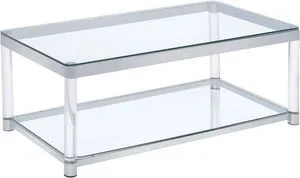Coaster 720748 Glass Top Coffee Table, Chrome Coaster 720748 Glass Top Coffee Table, Chrome