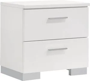 Coaster Home Furnishings Contemporary Felicity 2 Drawer Nightstand Bedside Table No Assembly White High Gloss 203502 Coaster Home Furnishings Contemporary Felicity 2 Drawer Nightstand Bedside Table No Assembly White High Gloss 203502