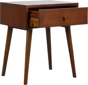 NTC Lux Solid Wood Nightstand with Drawer, Mid Century Modern Side Table Bedroom, Bedside Furniture, Night Stand, End Table, Easy Assembly - Dark Walnut NTC Lux Solid Wood Nightstand with Drawer, Mid Century Modern Side Table Bedroom, Bedside Furniture, Night Stand, End Table, Easy Assembly - Dark Walnut