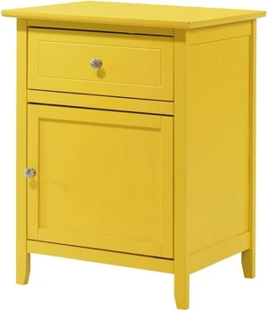 Glory Furniture Izzy Solid Wood 1-Drawer/1-Door Nightstand in Yellow Glory Furniture Izzy Solid Wood 1-Drawer/1-Door Nightstand in Yellow