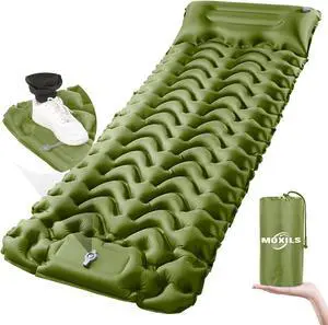 MOXILS Sleeping Pad, Ultralight Inflatable Sleeping Pad for Camping, Built-in Pump, Ultimate for Camping, Hiking, Airpad, Carry Bag, Repair Kit, Compact & Lightweight Air Mattress(Green) MOXILS Sleeping Pad, Ultralight Inflatable Sleeping Pad for Camping, Built-in Pump, Ultimate for Camping, Hiking, Airpad, Carry Bag, Repair Kit, Compact & Lightweight Air Mattress(Green)