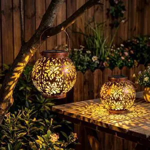JOIEDOMI 2 Pack Outdoor Solar Hanging Lantern Lights, Waterproof Tabletop with Handle, LED Moroccan Lanterns, Metal Decorative Garden Solar Lights Spring for Patio, Lawn, Porch, Backyard JOIEDOMI 2 Pack Outdoor Solar Hanging Lantern Lights, Waterproof Tabletop with Handle, LED Moroccan Lanterns, Metal Decorative Garden Solar Lights Spring for Patio, Lawn, Porch, Backyard