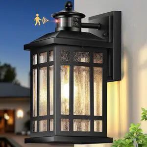 Motion Sensor Outdoor Wall Light, Adjustable Sensing Range Outside Lights for House, Black Dawn to Dusk Sconce Lights for Patio, Anti-Rust Waterproof Porch Lantern Wall Mount with Bubble Glass Motion Sensor Outdoor Wall Light, Adjustable Sensing Range Outside Lights for House, Black Dawn to Dusk Sconce Lights for Patio, Anti-Rust Waterproof Porch Lantern Wall Mount with Bubble Glass