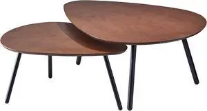 Adesso Set of 2 Nesting Coffee Tables, Walnut Oak & Matte Black Adesso Set of 2 Nesting Coffee Tables, Walnut Oak & Matte Black