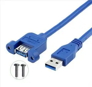 USB Cable 3.0 Extension Male to Female extender cable cord Dual Shielded Screw Panel Mount 0.6M USB Cable 3.0 Extension Male to Female extender cable cord Dual Shielded Screw Panel Mount 0.6M
