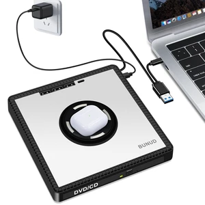 BUNUD External CD/DVD Drive for PC: USB 3.0 Portable CD DVD +/-RW Burner for Mac Apple Windows with SD/TF/3 USB Ports - DVD Player for Laptop with 15W Fast Charger BUNUD External CD/DVD Drive for PC: USB 3.0 Portable CD DVD +/-RW Burner for Mac Apple Windows with SD/TF/3 USB Ports - DVD Player for Laptop with 15W Fast Charger