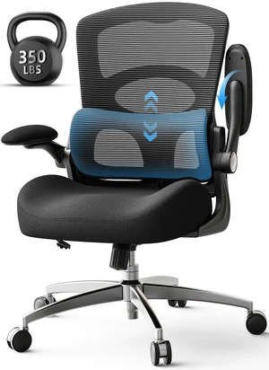 Ergonomic Gaming Chair with Adjustable Lumbar Support, Breathable Mesh, Flip-Up Armrests, Heavy-Duty Computer Chair for Home Office & Work Ergonomic Gaming Chair with Adjustable Lumbar Support, Breathable Mesh, Flip-Up Armrests, Heavy-Duty Computer Chair for Home Office & Work