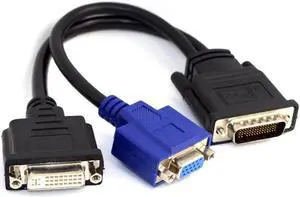 DMS-59 Male to DVI 24+5 Female & VGA RG 15pin Female Splitter Extension 15cm DMS-59 Male to DVI 24+5 Female & VGA RG 15pin Female Splitter Extension 15cm