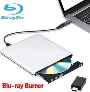 Aluminum External Blu-Ray Burner Drive USB 3.0/Type-C Portable CD/DVD+/-RW Burner Player Writer Compatible with Windows XP/7/8/10, MacOS, Linux for MacBook, Laptop, Desktop , Silver Aluminum External Blu-Ray Burner Drive USB 3.0/Type-C Portable CD/DVD+/-RW Burner Player Writer Compatible with Windows XP/7/8/10, MacOS, Linux for MacBook, Laptop, Desktop , Silver