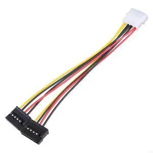 Serial Port 1 to 2 Splitter Power Cord Dual 15Pin to Large 4Pin IDE Power Cord Converter Extension