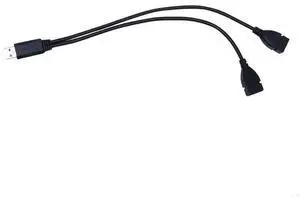 USB 2.0 Type A 1 Male to Dual USB Female for Extra Power Data Extension Cord Adapter Splitter Y-Cable Black