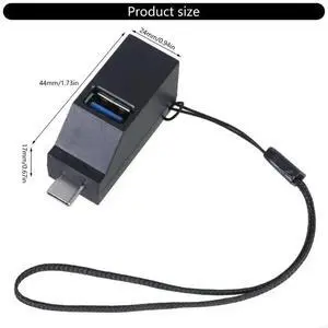 USB C Hubs Type C to 1 USB and 2 USB 2.0 Port for Laptop Desktop Phone Tablet Charging and Data Transfer