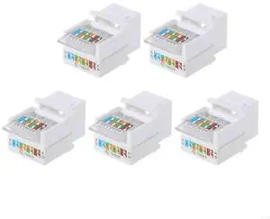 5pcs Tool-free CAT5E UTP Module RJ45 Connector Socket Computer Outlet Cable Adapter Keystone For Amp