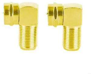90 Degree Coaxial Connector 2-Pack F Type Male to Female RF Coax Cable Adapter for Satellite Receiver
