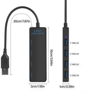 4Port USB3.0 Hub USB Splitter USB Expander with LED for Desktops Laptops Connecting Mouse Keyboard
