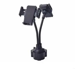 Dual Phone Holder Car Mount Double Cup Stand 360° Rotatable with Support Shelf