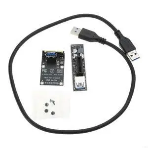 MINI PCI-E to PCI-E Extension Port Adapter Riser Card Graphics Cards Connector with USB3.0 Cable No Driver Needed