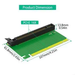 Computer Connectors PCIE3.0 16X 90 Degree Reverse Risers Card Adapter 61.80mm Height Use