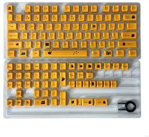Cartoon Keycaps Set 126Keys Heat Sublimated Little Black Kitten Theme Keycap Present for Mechanical Keyboards Users