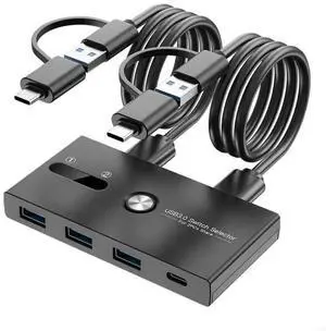 Efficient USB C And USB KVM Switcher For Managing Multiple Devices Across Two Computers Without Cable Hassles